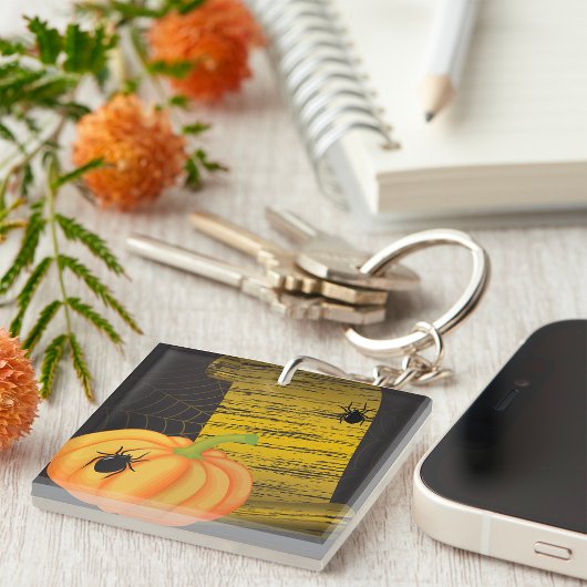 Spinnen und Kürbis Schlüsselanhänger