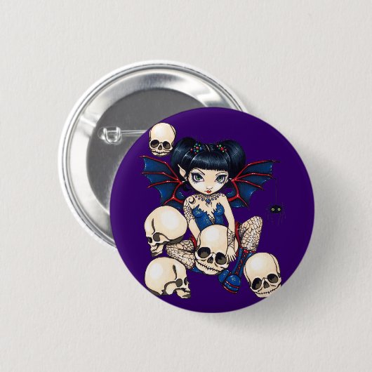 "Spinnen-und Schädel-" Knopf Button (Vorne & Hinten)