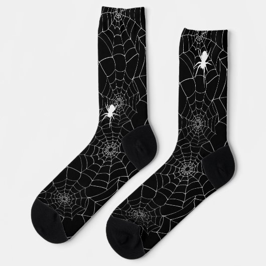Spinnen und Spinnweben Black Goth Horror Socken (Linkes Detail)
