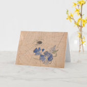 Spinnen und Web mit blauen Blumen | Joseph Crawhal Karte (Gelbe Blume)