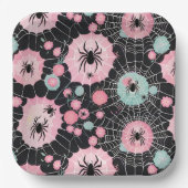 Spinnen und Weben in rosa und blassfarbener Blues  Pappteller (Vorderseite)