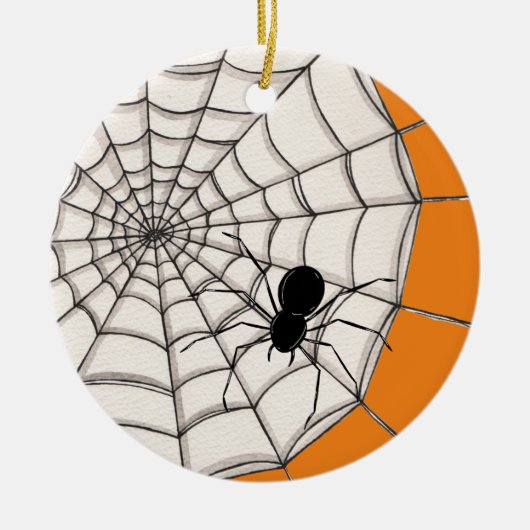 Spinnen und WebHalloween-Keramik Keramik Ornament (Vorne)