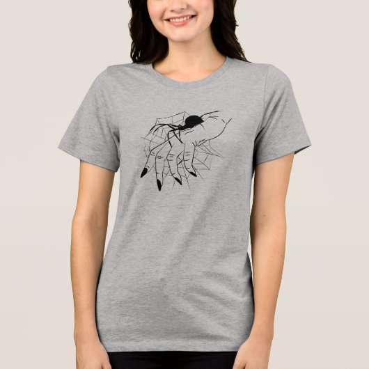Spinnen Web & Hand Illustration Tri-Blend Shirt (Vorderseite)
