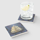 Spinnender GoldWirbels-moderner Weihnachtsbaum Steinuntersetzer (Seitenansicht)