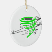 Spinnender grüner Tornado Keramikornament (Rechts)
