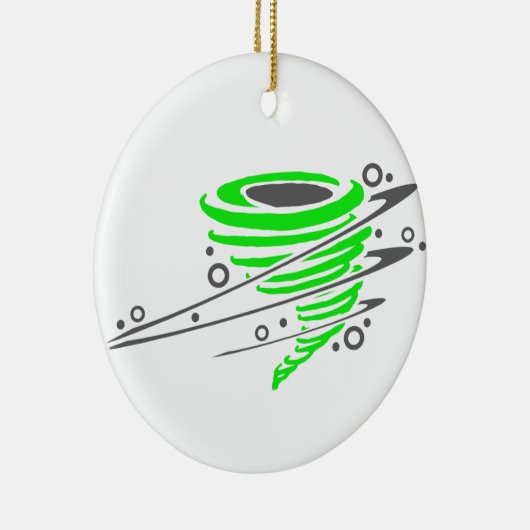 Spinnender grüner Tornado Keramikornament (Rechts)