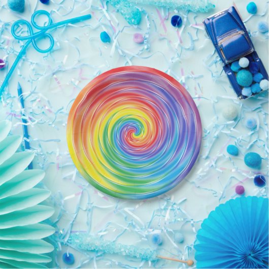 Spinnender Regenbogen-PapierTeller Pappteller (Party)