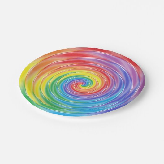 Spinnender Regenbogen-PapierTeller Pappteller (Schrägansicht)