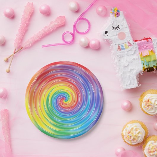 Spinnender Regenbogen-PapierTeller Pappteller (Party)