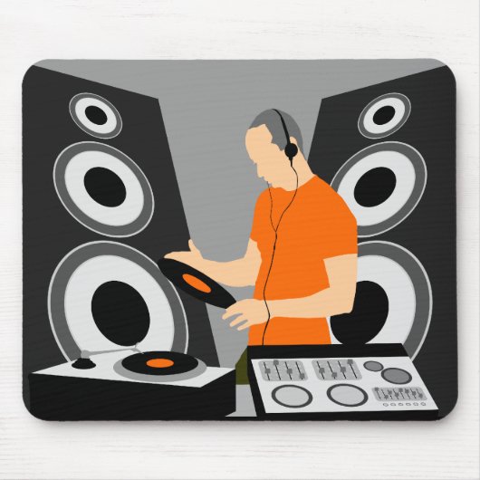 Spinnendes Vinyl DJ an den Plattformen Mousepad (Vorne)