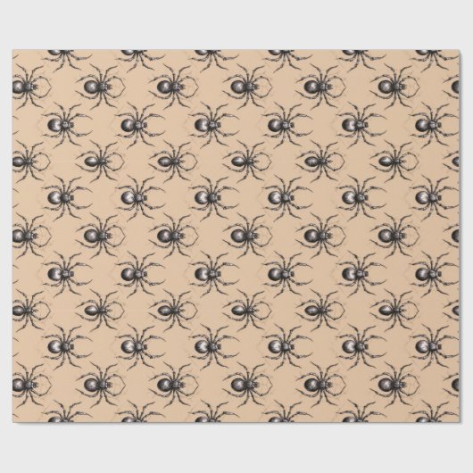 Spinnendesign Schwarzer Spinnentisch auf beige Unt Geschenkpapier (Flach)
