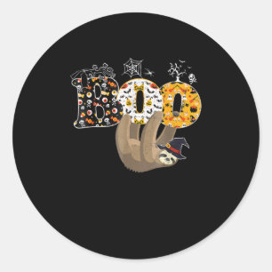 Spinnengeschenk   Boo Halloween mit Sloth Hexenhut Runder Aufkleber