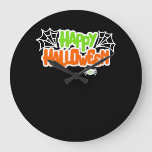 Spinnengeschenk Frohe Halloween-Niedliche Spinne Große Wanduhr