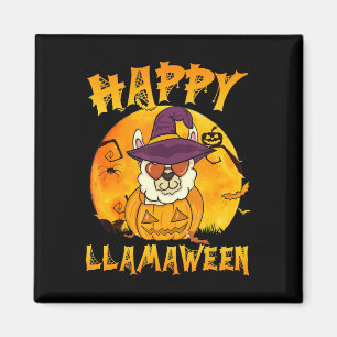Spinnengeschenk Frohes Llamaween Llama Hexe Spin Magnet