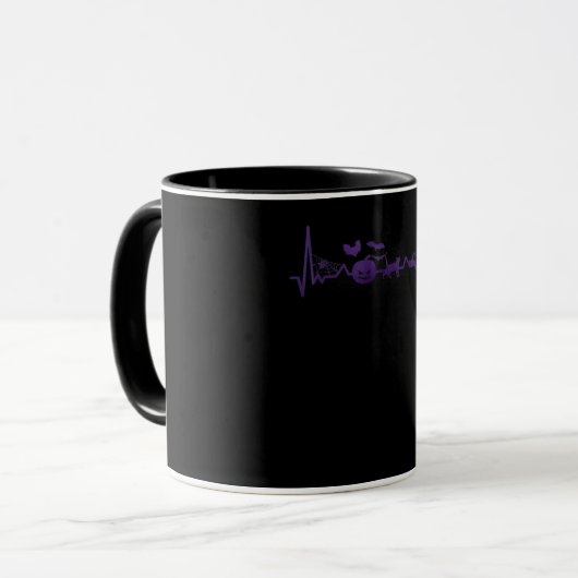 Spinnengeschenk | Funny Heartbeat Line Halloween Tasse (Vorderseite Links)
