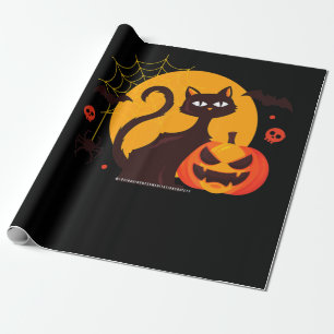 Spinnengeschenk   Halloween Black Cat Spipumkin Geschenkpapier