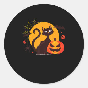 Spinnengeschenk   Halloween Black Cat Spipumkin Runder Aufkleber