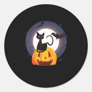 Spinnengeschenk   Halloween Black Cat Spipumkin Runder Aufkleber
