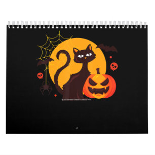 Spinnengeschenk Halloween schwarze Katze Spinne Kalender