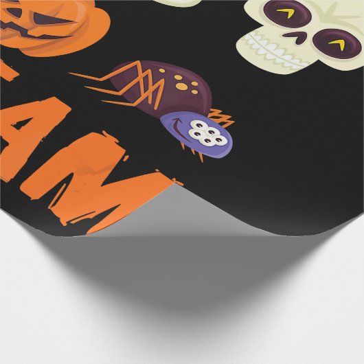 Spinnengeschenk | Halloween Team Pumpkin Ghost Spi Geschenkpapier (Ecke)