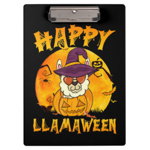 Spinnengeschenk Happy Llamaween Llama Hexe Spide Klemmbrett