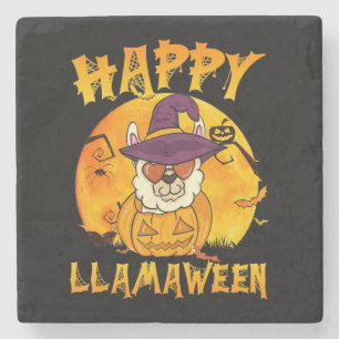 Spinnengeschenk   Happy Llamaween Llama Hexe Spide Steinuntersetzer