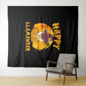 Spinnengeschenk | Happy Llamaween Llama Hexe Spide Wandteppich (Beispiel (Horizontal))