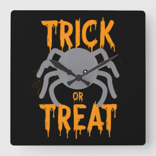 Spinnengeschenk Spinne - Trick oder Treat - Hall Quadratische Wanduhr