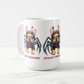 Spinnenkostüm Frenchie Welpe Halloween Kaffeetasse (Vorderseite Links)