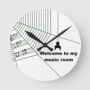Spinnenmusikspielwitz Runde Wanduhr