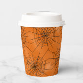 Spinnennetz auf Orange Halloween Paper Cup Pappbecher (Rückseite)