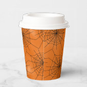 Spinnennetz auf Orange Halloween Paper Cup Pappbecher (Rechts)