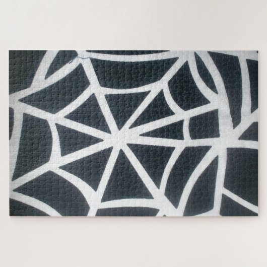 Spinnennetz aus Weiß und Schwarzer Seide Puzzle (Horizontal)