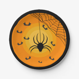 Spinnennetz Fledermäuse Orange Schwarze Kinder Hal Pappteller