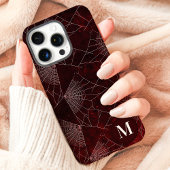 Spinnennetz-Monogramm Dunkelrot iPhone Hülle