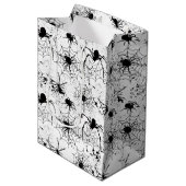 Spinnennetz-Muster Halloween Mittlere Geschenktüte (Vorderseite Schrägansicht)