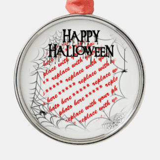 Spinnennetze im Ecke Halloween-Foto Silbernes Ornament