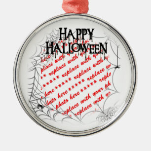 Spinnennetze in der Halloween-Ecken-Fotoleiste Silbernes Ornament
