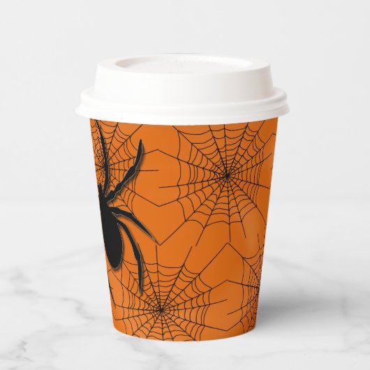 Spinnennetze mit Spinnen Halloween Paper Cup Pappbecher (Links)