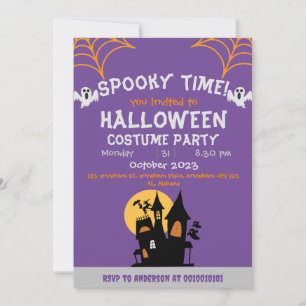 Spinnennetze Orange Spooky Adult Halloween-Party Einladung