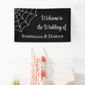 Spinnennetze Schwarz-Weiß-Gothic-Hochzeit Banner (Insitu)