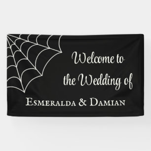 Spinnennetze Schwarz-Weiß-Gothic-Hochzeit Banner