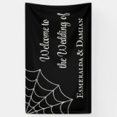 Spinnennetze Schwarz-Weiß-Gothic-Hochzeit Banner (Vertikal)
