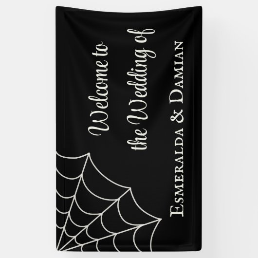 Spinnennetze Schwarz-Weiß-Gothic-Hochzeit Banner (Vertikal)
