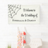 Spinnennetze Schwarz-Weiß-Gothic-Hochzeit Banner (Insitu)