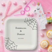 Spinnennetze Schwarz-Weiß-Gothic-Hochzeit Pappteller (Party)