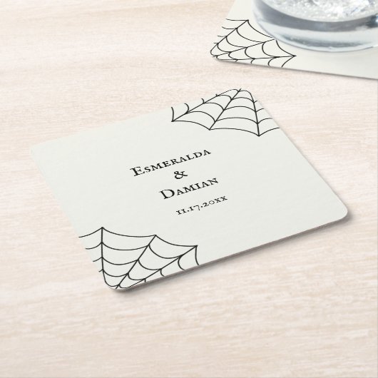 Spinnennetze Schwarz-Weiß-Gothic-Hochzeit Rechteckiger Pappuntersetzer (angewinkelt)