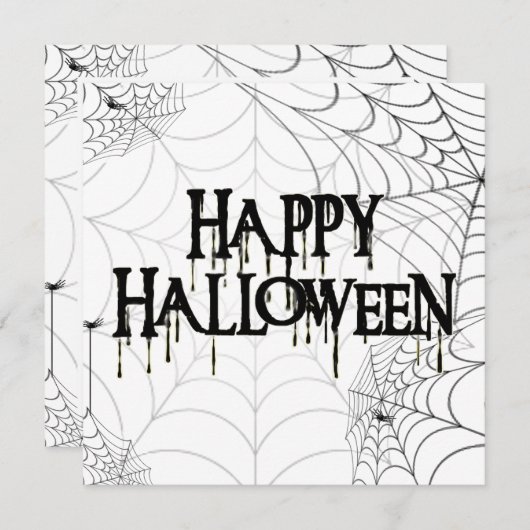 Spinnennetze und glücklicher Halloween-Text Einladung (Vorne/Hinten)