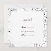 Spinnennetze und glücklicher Halloween-Text Einladung (Rückseite)