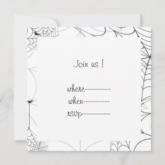 Spinnennetze und glücklicher Halloween-Text Einladung (Rückseite)